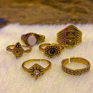 6 Piece Gold Plated Ring Set